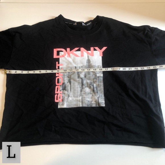 DKNY Sport Black Graphic Crewneck Pullover, Pink & White Decals, Multiple Sizes! - Picture 7 of 12